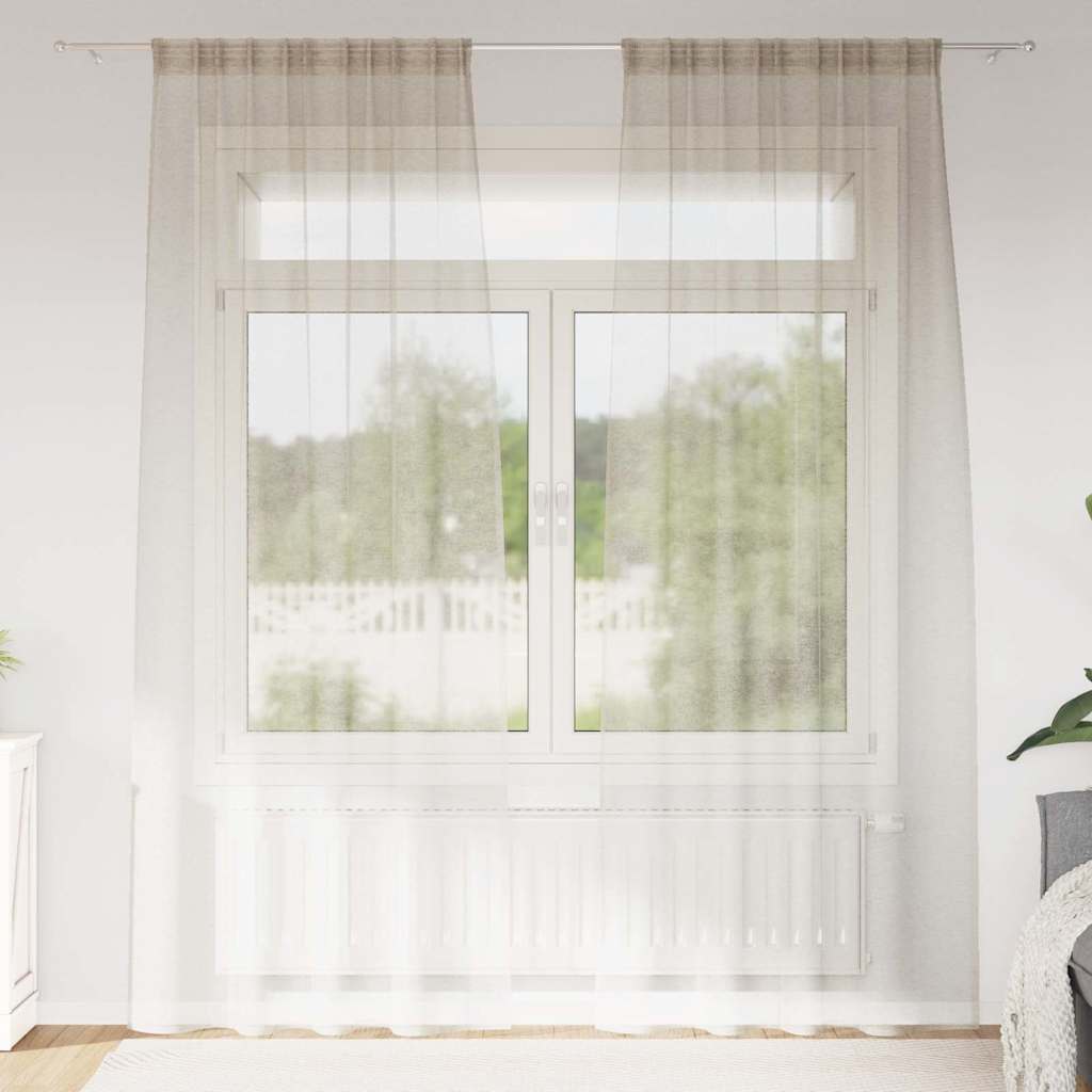 Voile-Vorhang 2 stk. Sand 245 x 140 cm Polyester