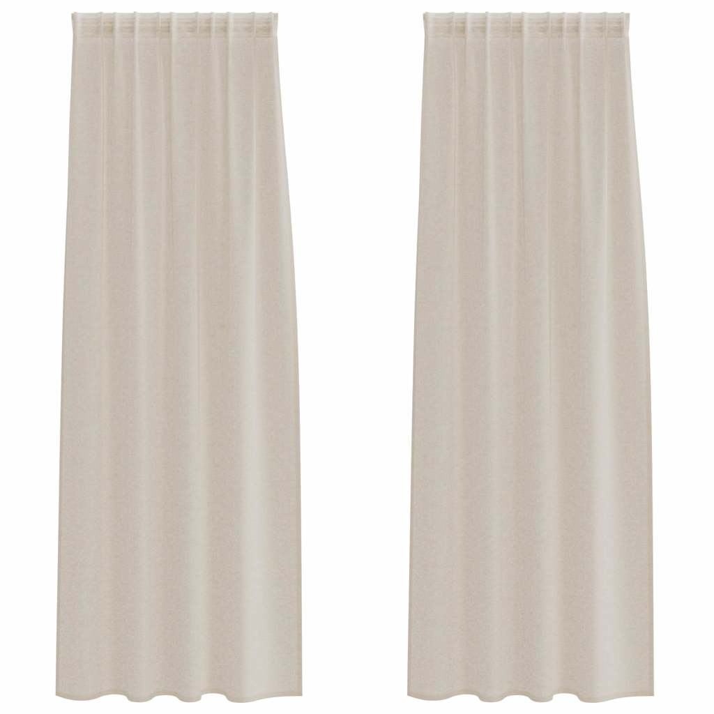 Voile-Vorhang 2 stk. Sand 245 x 140 cm Polyester