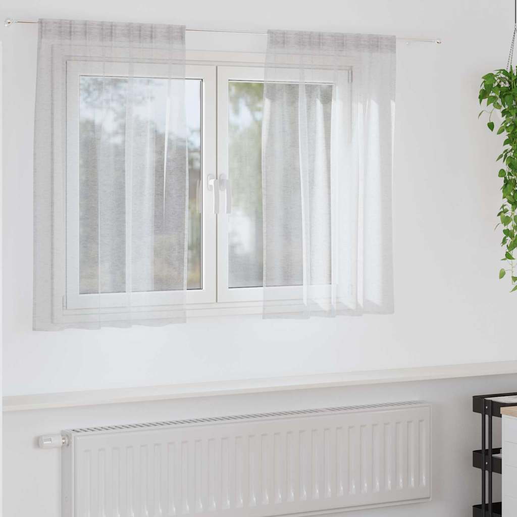 Voile-Vorhang 2 stk. Hellgrau 140 x 140 cm Polyester