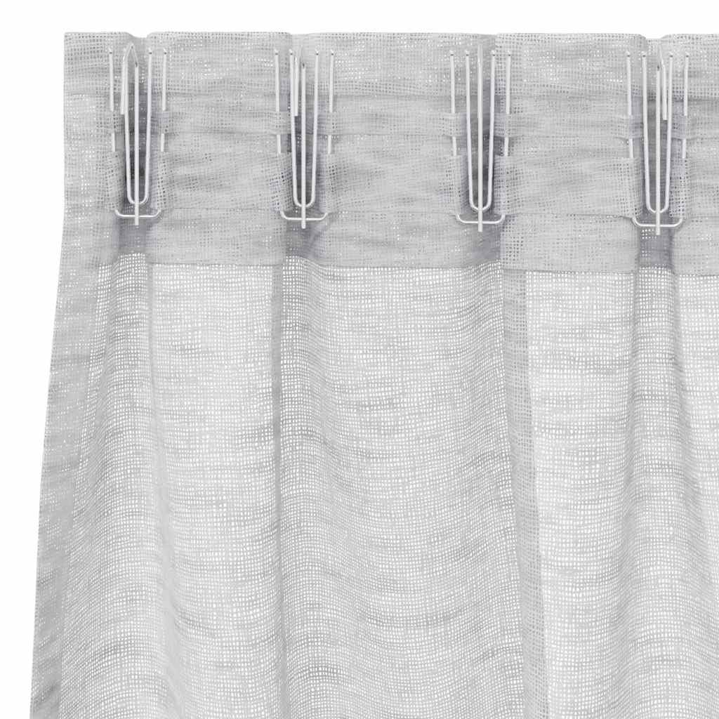 Voile-Vorhang 2 stk. Hellgrau 175 x 140 cm Polyester