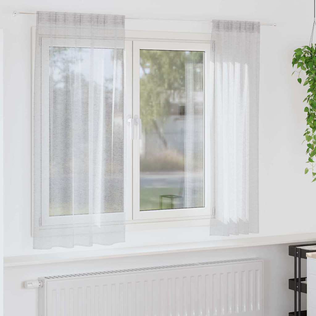 Voile-Vorhang 2 stk. Hellgrau 175 x 140 cm Polyester