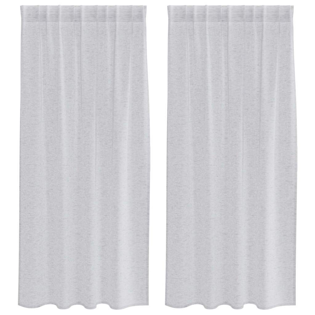 Voile-Vorhang 2 stk. Hellgrau 175 x 140 cm Polyester