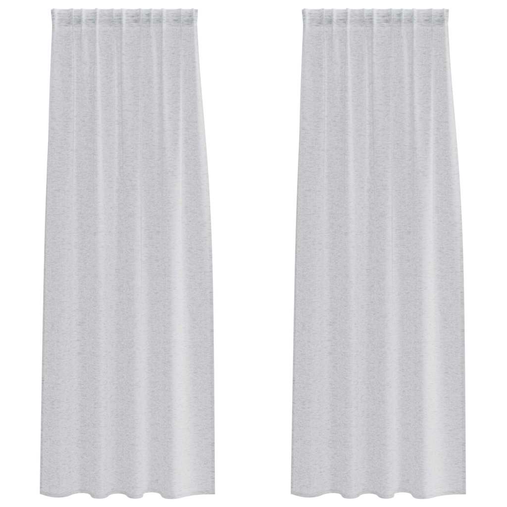 Voile-Vorhang 2 stk. Hellgrau 225 x 140 cm Polyester