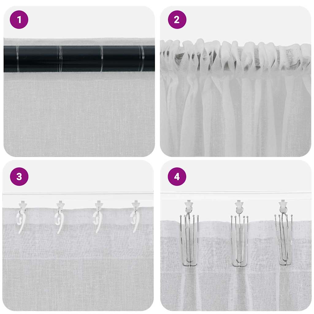 Voile-Vorhang 2 stk. Hellgrau 260 x 140 cm Polyester