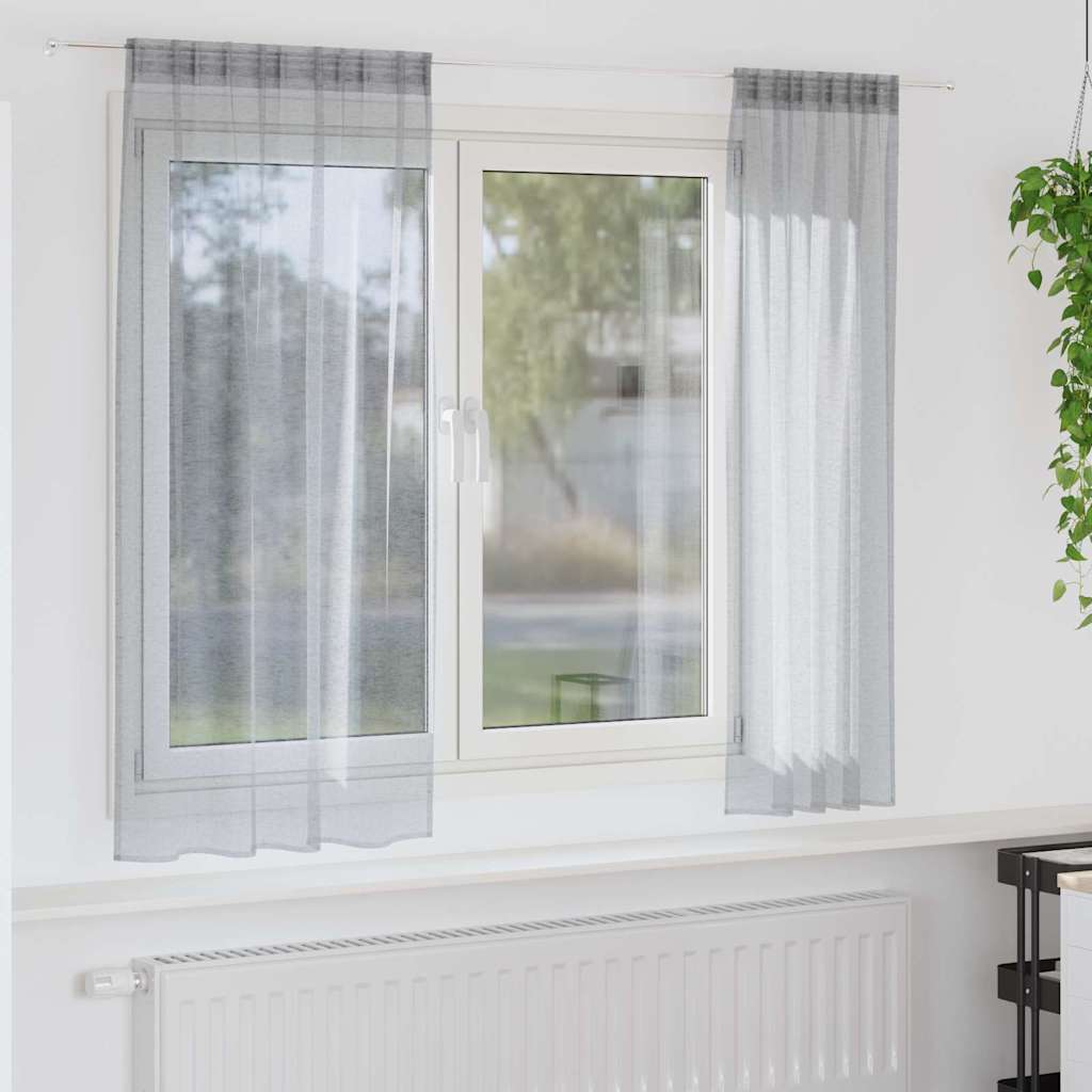 Voile-Vorhang 2 stk. Dunkelgrau 175 x 140 cm Polyester