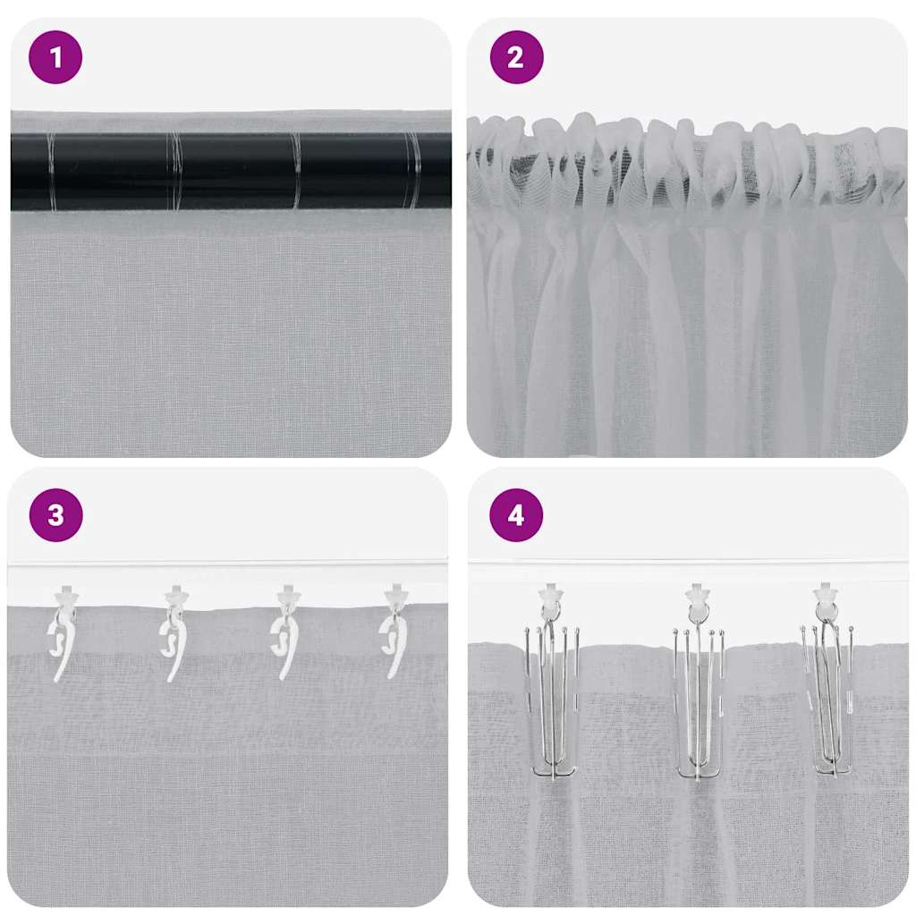 Voile-Vorhang 2 stk. Dunkelgrau 260 x 140 cm Polyester
