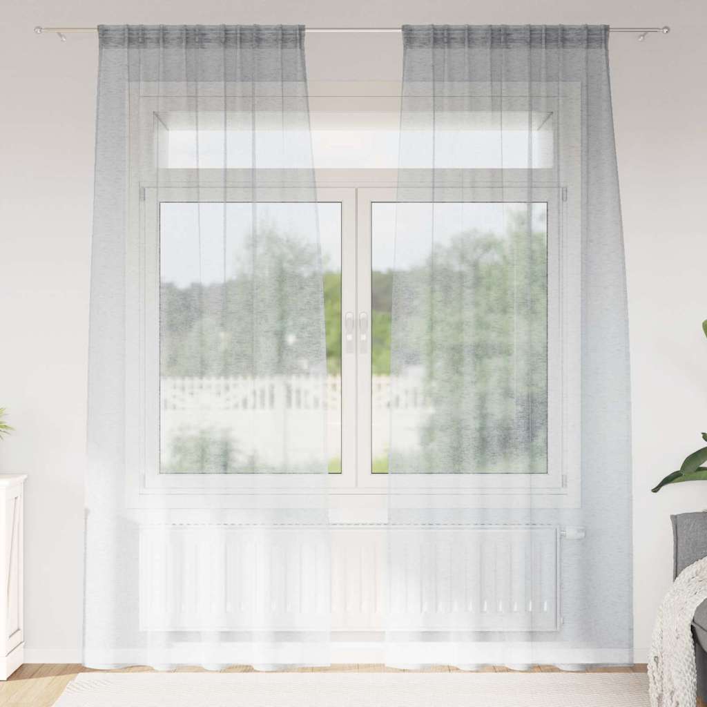 Voile-Vorhang 2 stk. Dunkelgrau 260 x 140 cm Polyester