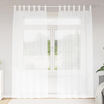 Voile-Vorhang 2 stk. Weiß 245 x 140 cm Polyester