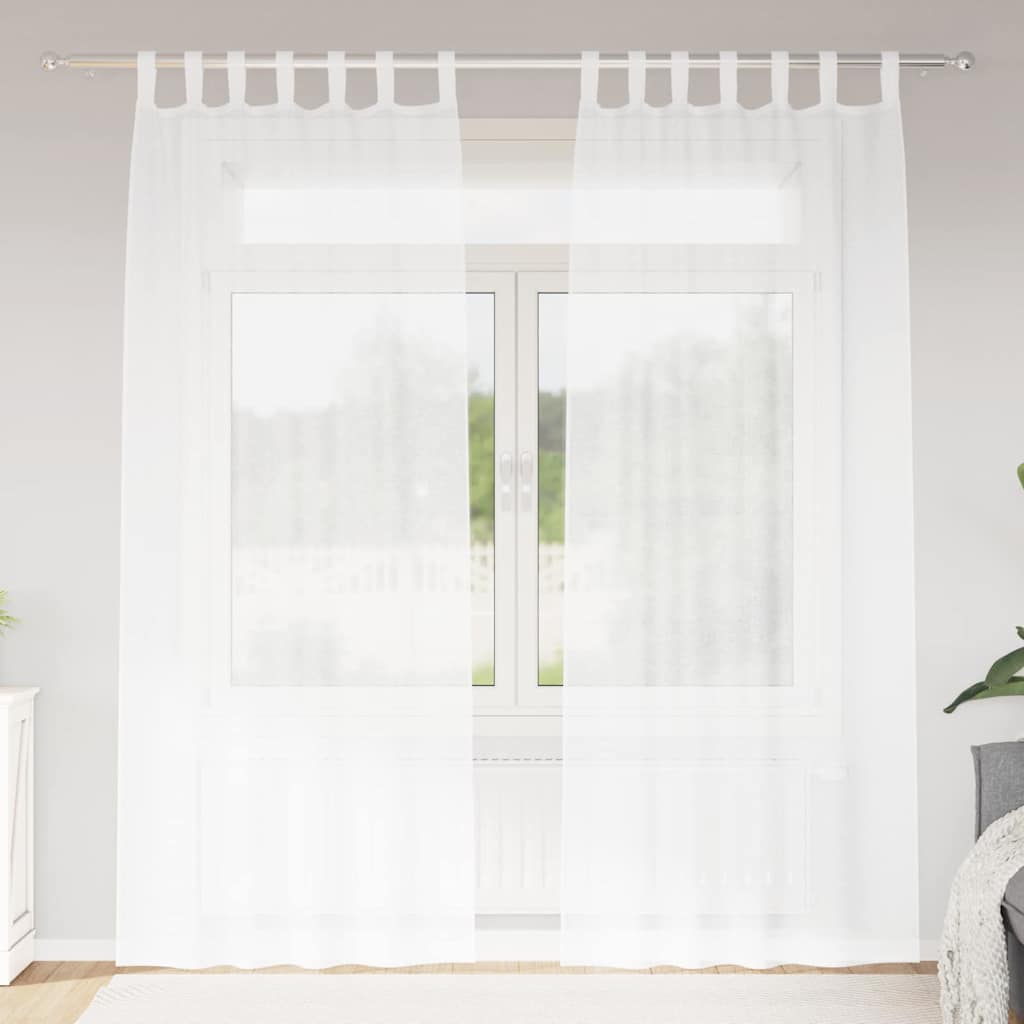 Voile-Vorhang 2 stk. Weiß 260 x 140 cm Polyester