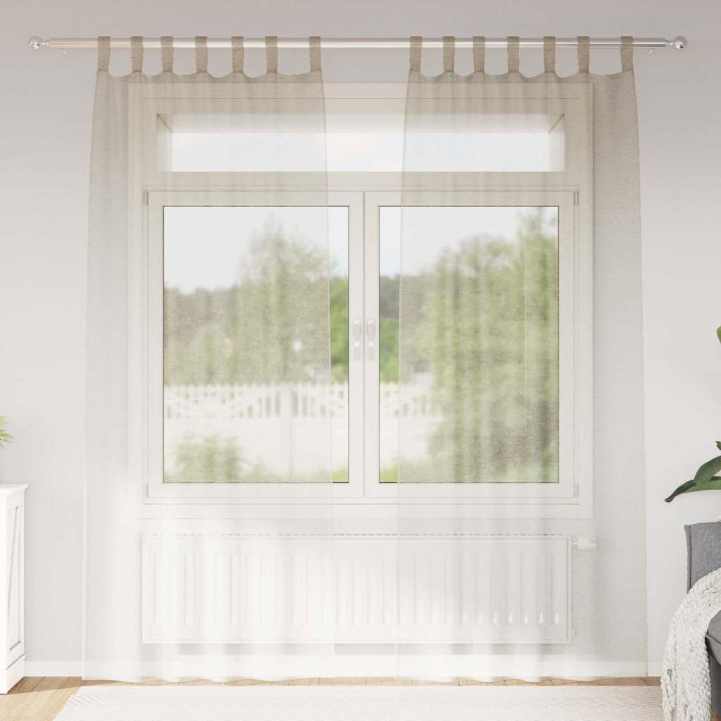Voile-Vorhang 2 stk. Sand 245 x 140 cm Polyester