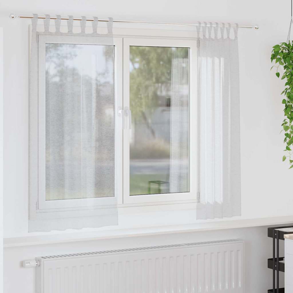 Voile-Vorhang 2 stk. Hellgrau 175 x 140 cm Polyester