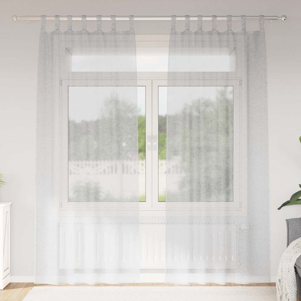 Voile-Vorhang 2 stk. Hellgrau 245 x 140 cm Polyester