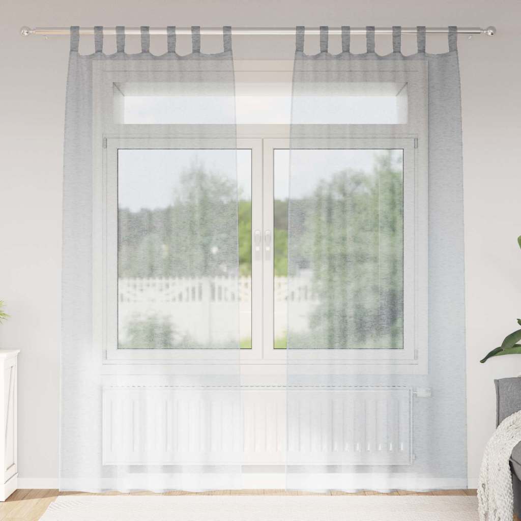 Voile-Vorhang 2 stk. Dunkelgrau 225 x 140 cm Polyester