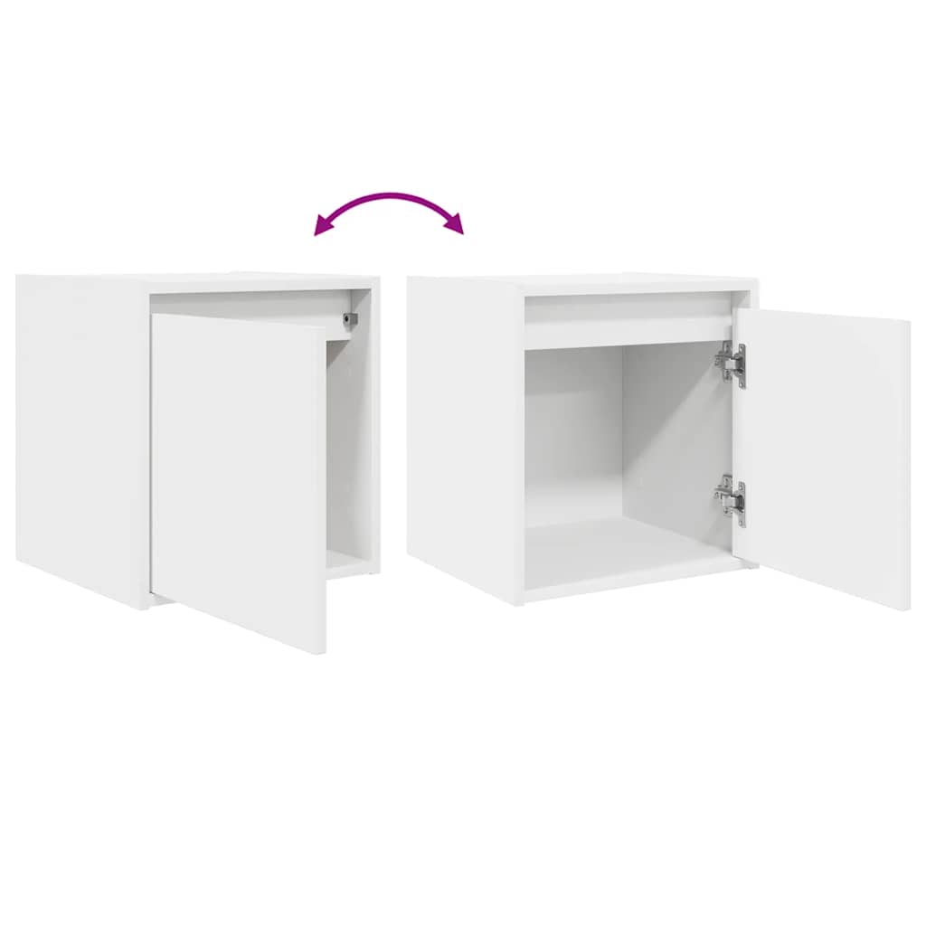 Wall-mounted bedside tables, 2 pieces, white, 38 x 34 x 40 cm