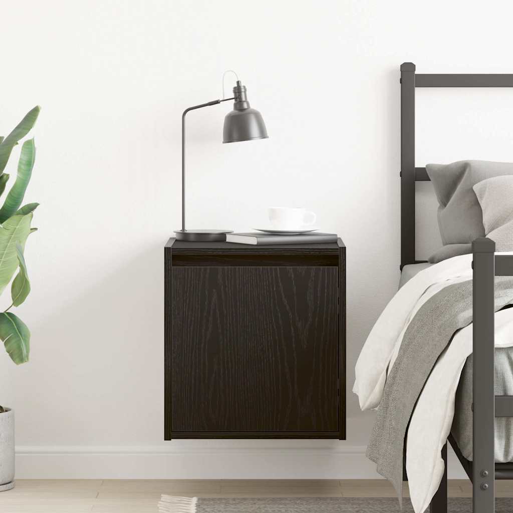 Wall-mounted bedside table black 38x34x40 cm