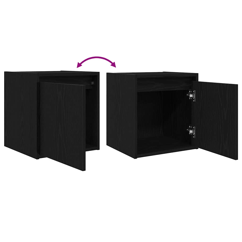Wall-mounted bedside table black 38x34x40 cm