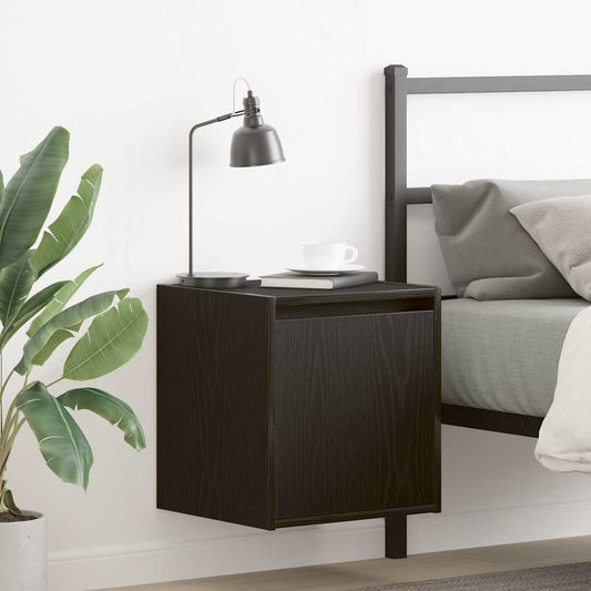 Wall-mounted bedside tables, 2 pieces, black, 38 x 34 x 40 cm