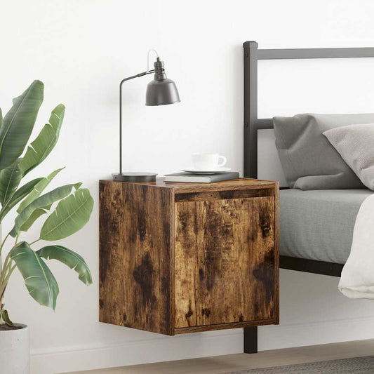 Wall-mounted bedside tables (2 pieces), smoked oak, 38x34x40 cm