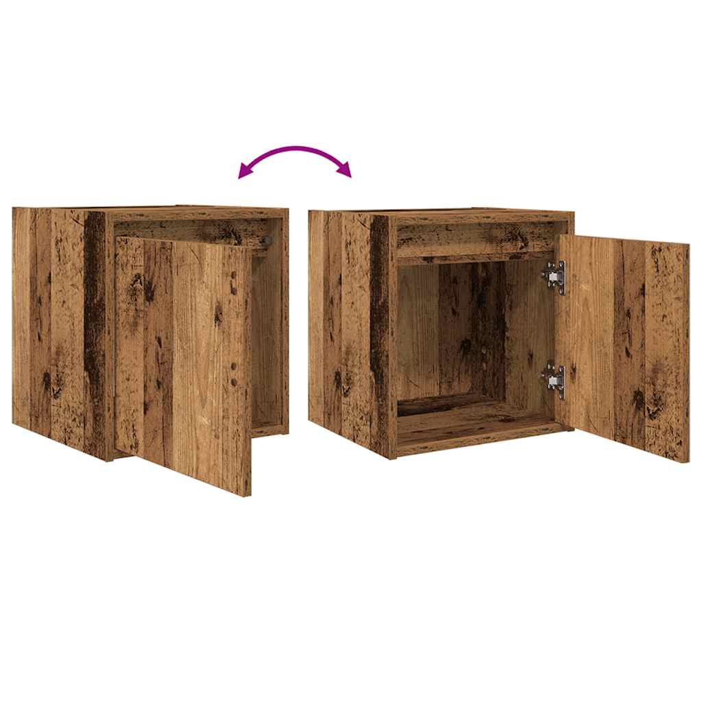 Wall-mounted bedside tables (2 pieces), reclaimed wood look, 38x34x40 cm