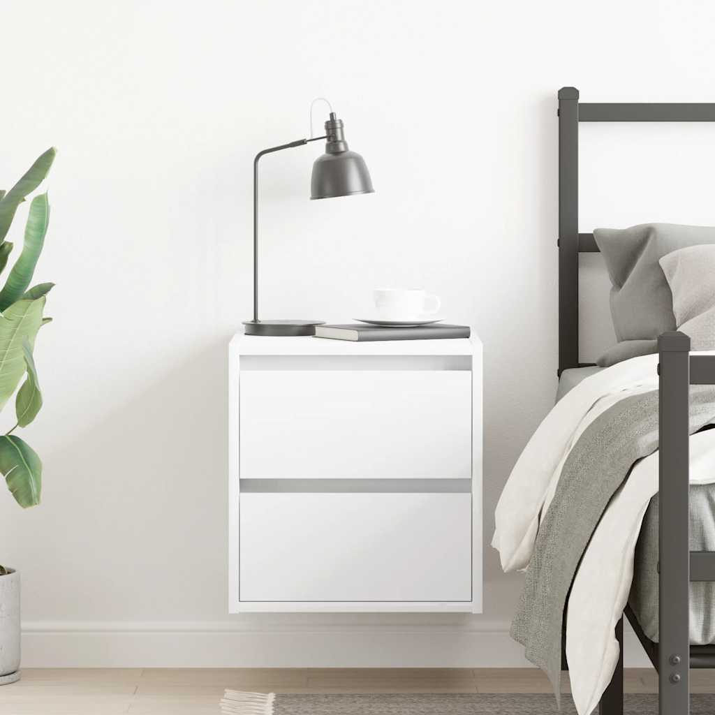 Wall-mounted bedside table white 38x34x40 cm