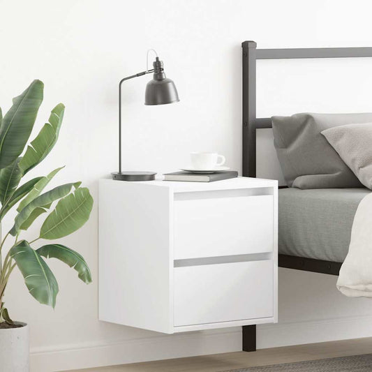 Wall-mounted bedside tables, 2 pieces, white, 38 x 34 x 40 cm
