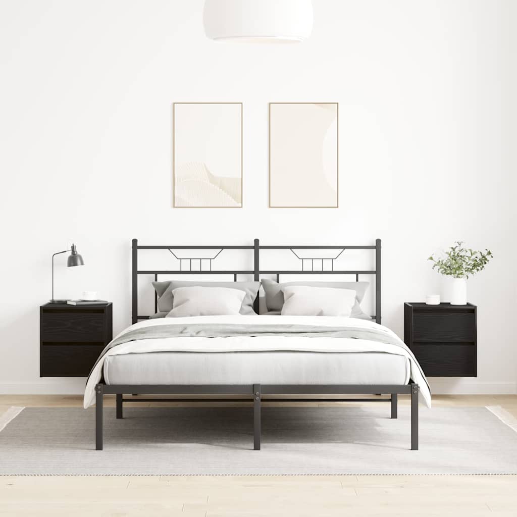 Wall-mounted bedside tables, 2 pieces, black oak look, 38 x 34 x 40 cm