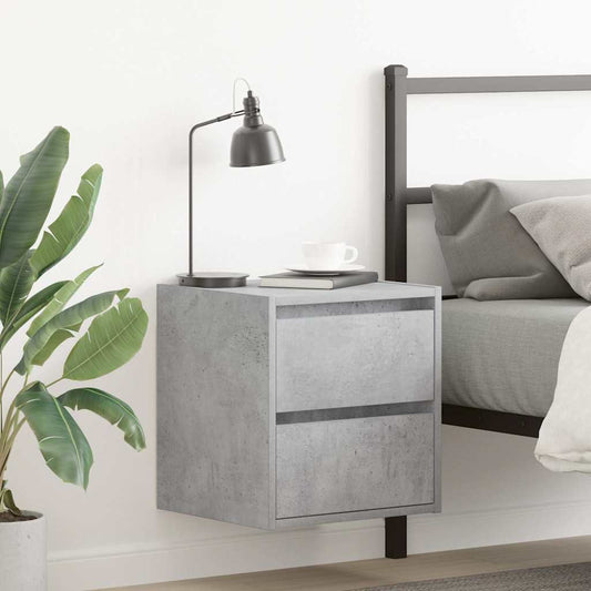 Wall-mounted bedside tables, 2 pieces, concrete grey, 38 x 34 x 40 cm