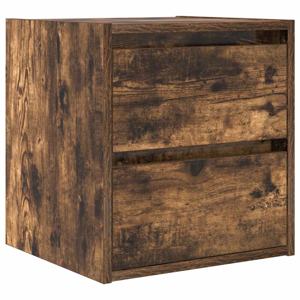Wall-mounted bedside table smoked oak 38x34x40 cm