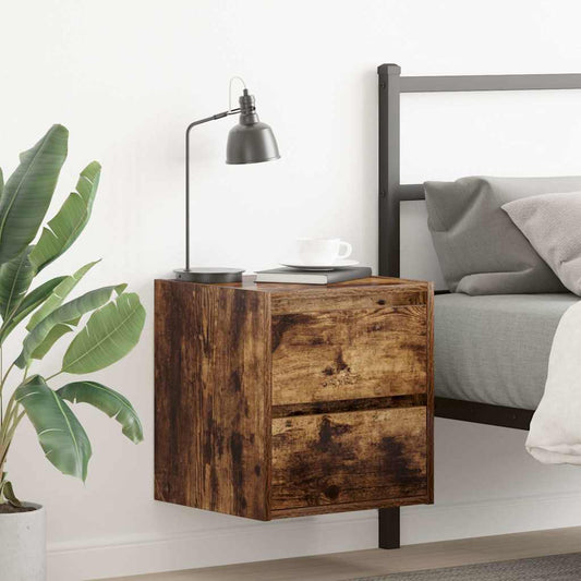 Wall-mounted bedside table smoked oak 38x34x40 cm