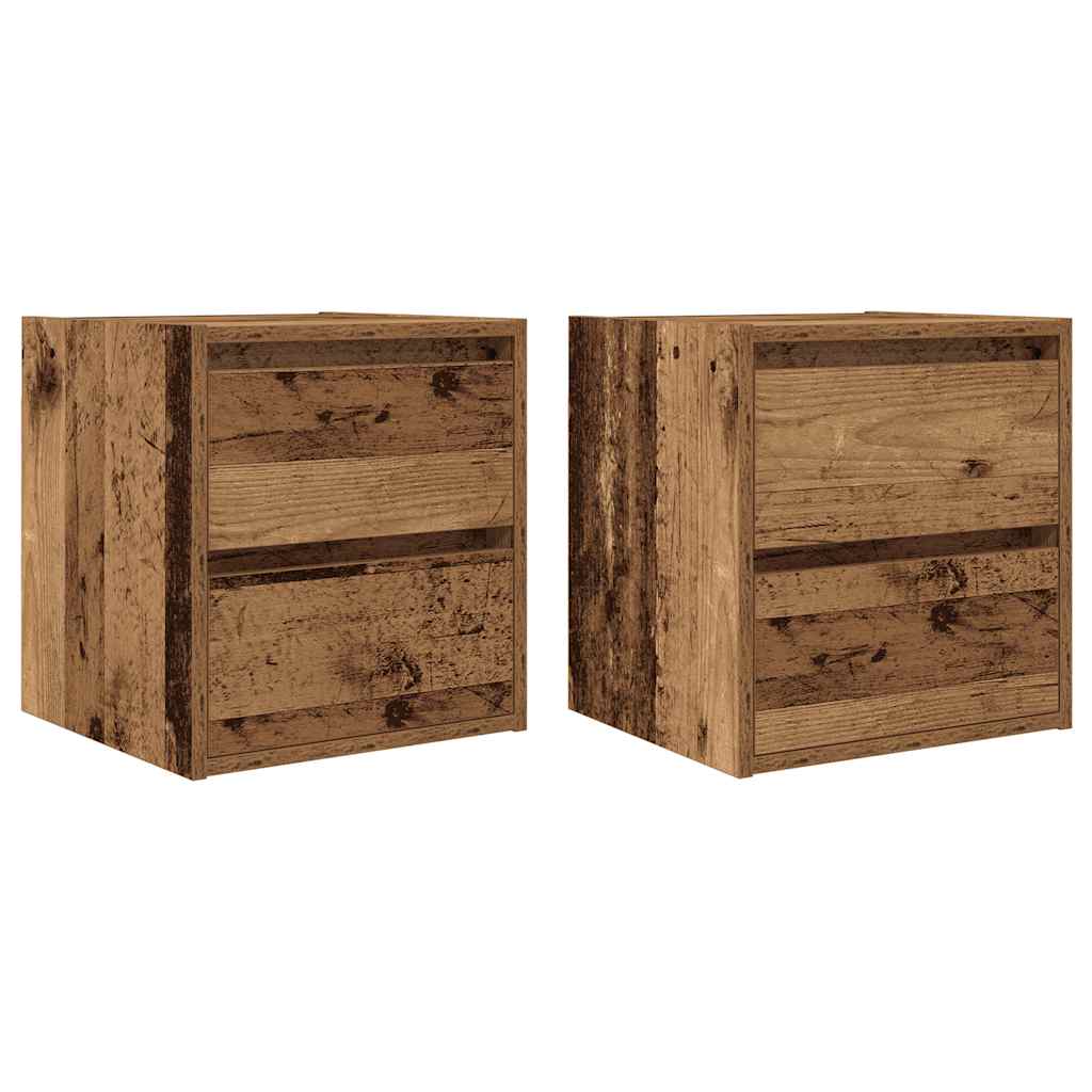 Wall-mounted bedside tables (2 pieces), reclaimed wood look, 38x34x40 cm