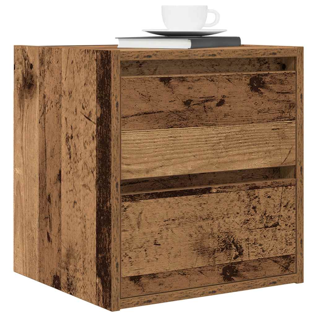 Wall-mounted bedside tables (2 pieces), reclaimed wood look, 38x34x40 cm