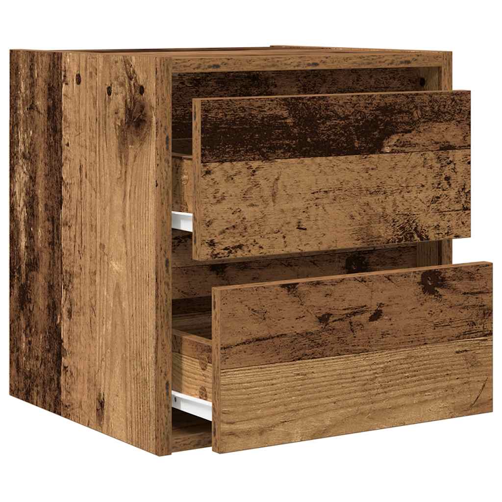 Wall-mounted bedside tables (2 pieces), reclaimed wood look, 38x34x40 cm