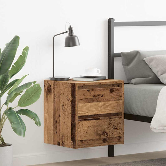 Wall-mounted bedside tables (2 pieces), reclaimed wood look, 38x34x40 cm