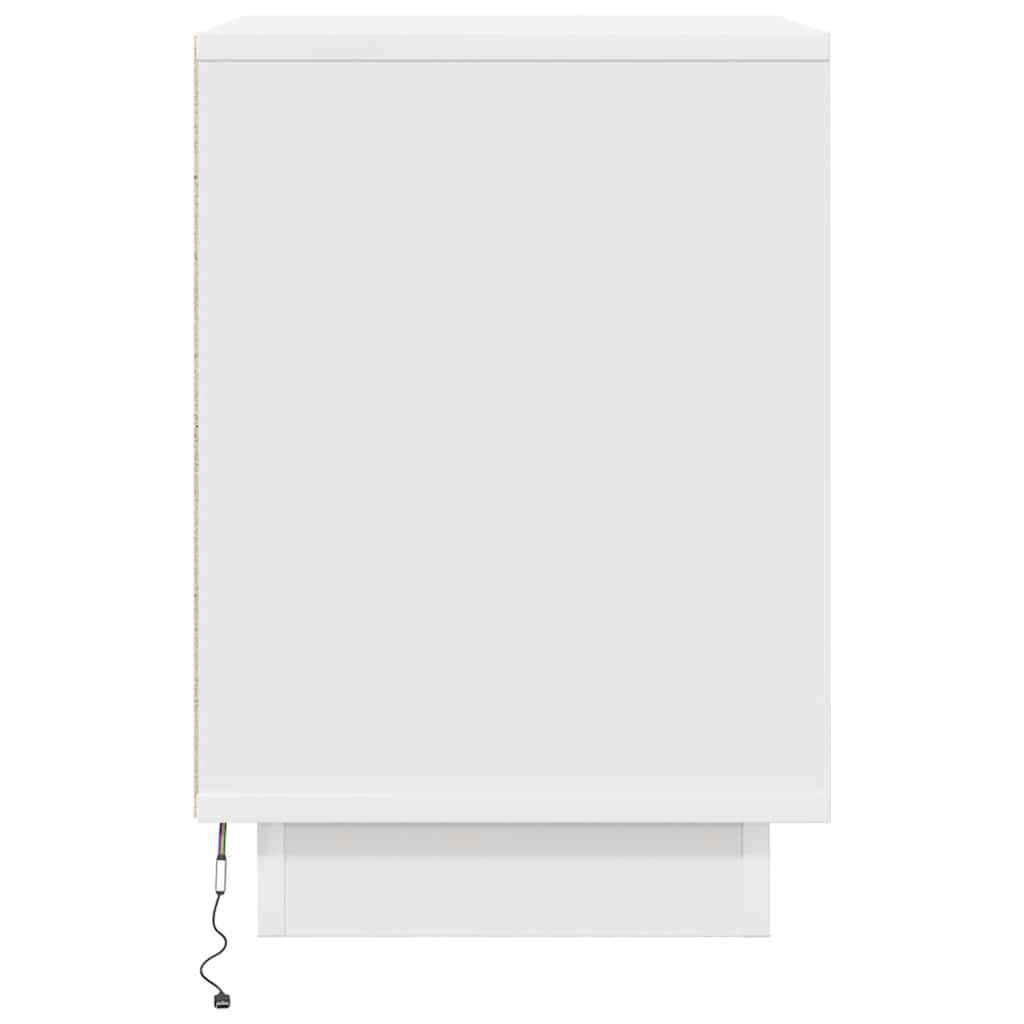 Nachttische mit LED-Leuchten 2 Stk. Weiß 38x34x50 cm