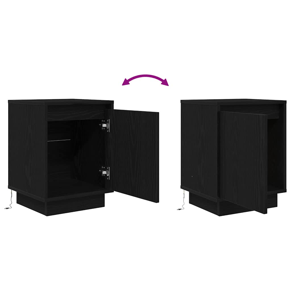 Nachttische mit LED-Leuchten 2 Stk. Schwarz 38x34x50 cm
