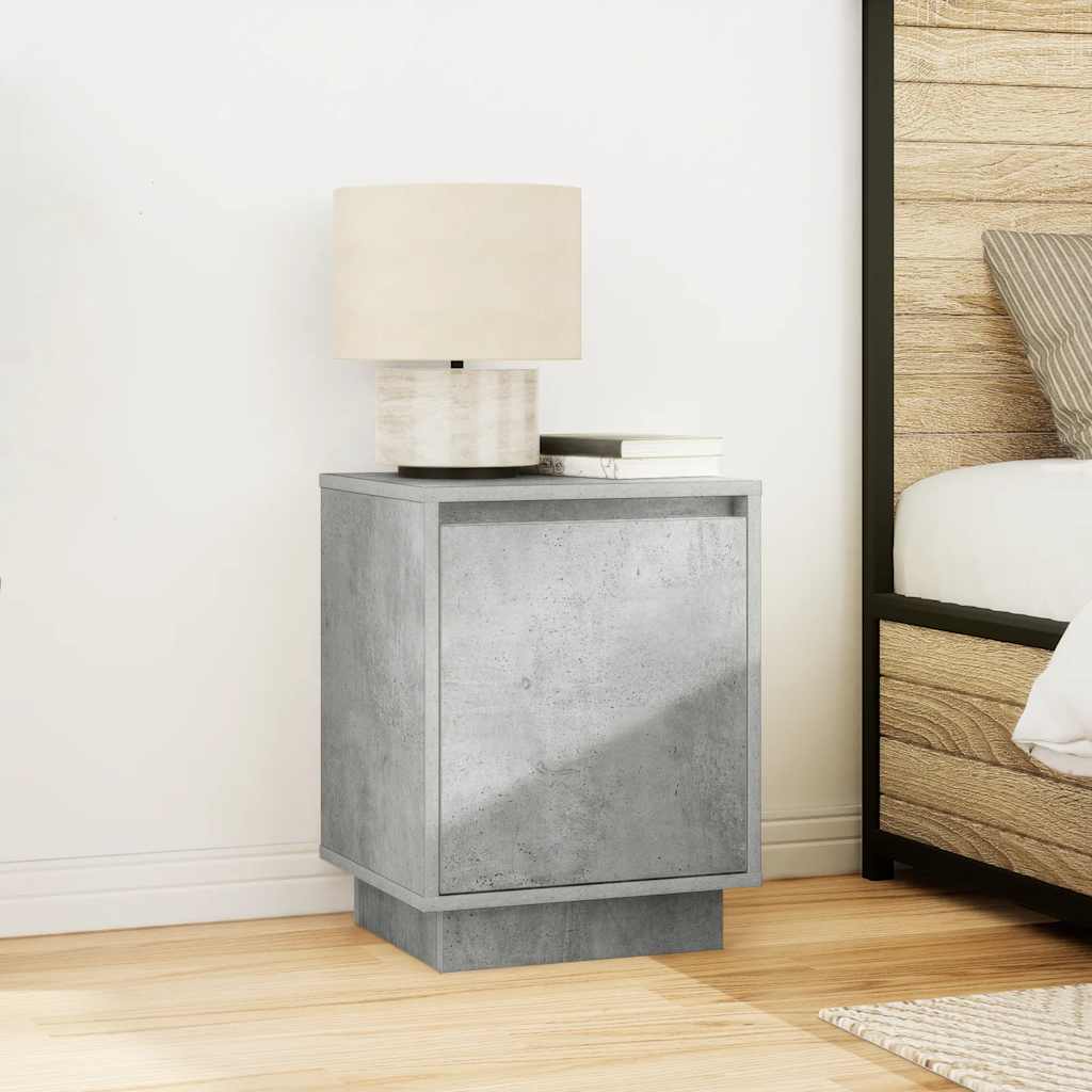 Bedside table with LED lights, concrete grey, 38 x 34 x 50 cm