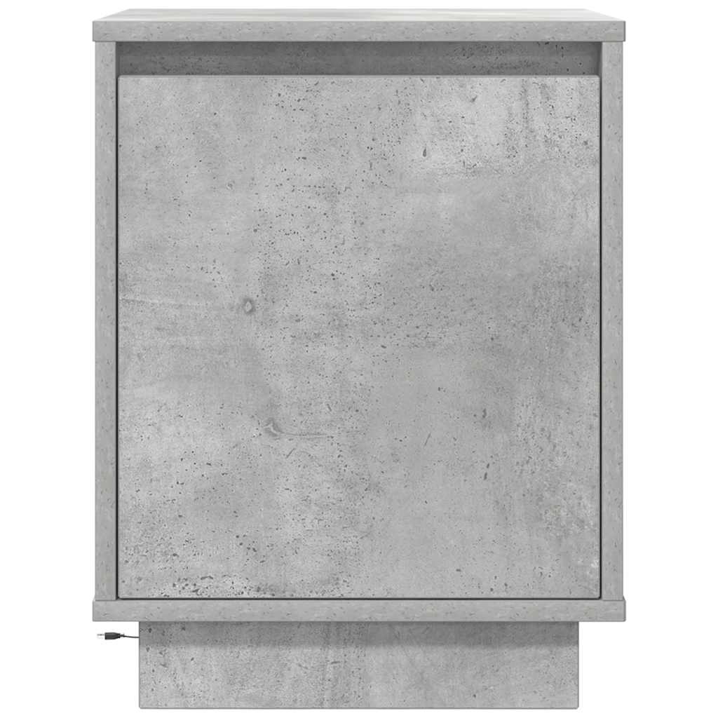 Bedside table with LED lights, concrete grey, 38 x 34 x 50 cm