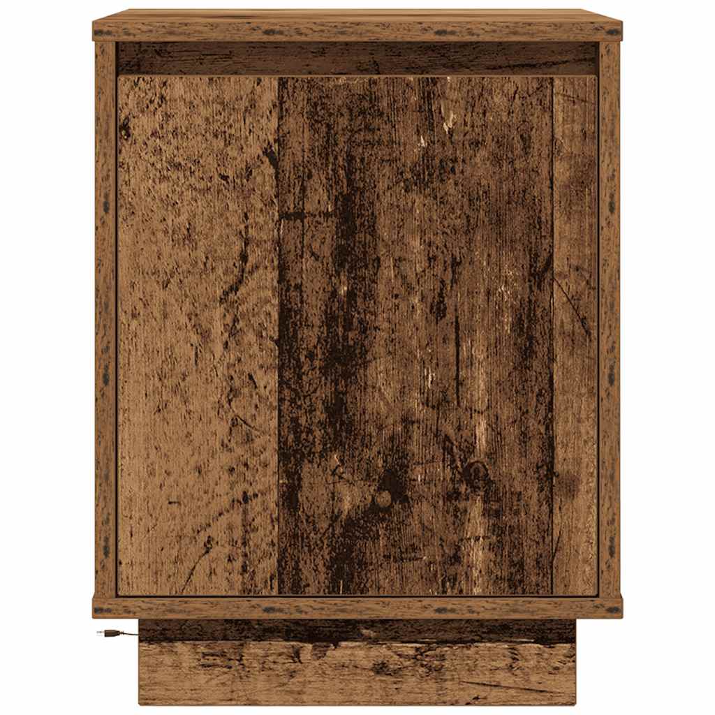 Bedside table with LED lights, reclaimed wood look, 38x34x50 cm