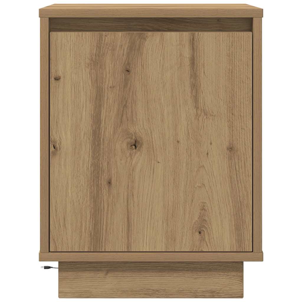 Bedside table with LED lights, Artisan oak, 38x34x50 cm