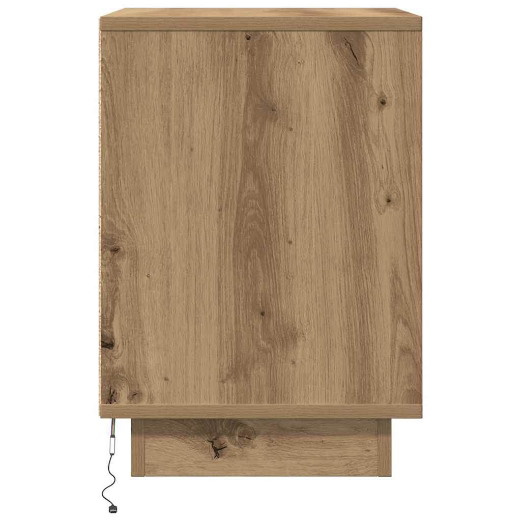 Bedside table with LED lights, Artisan oak, 38x34x50 cm