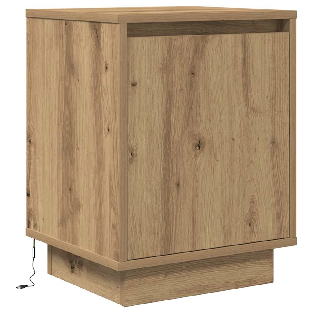 Bedside tables with LED lights, 2 pieces, Artisan oak, 38 x 34 x 50 cm