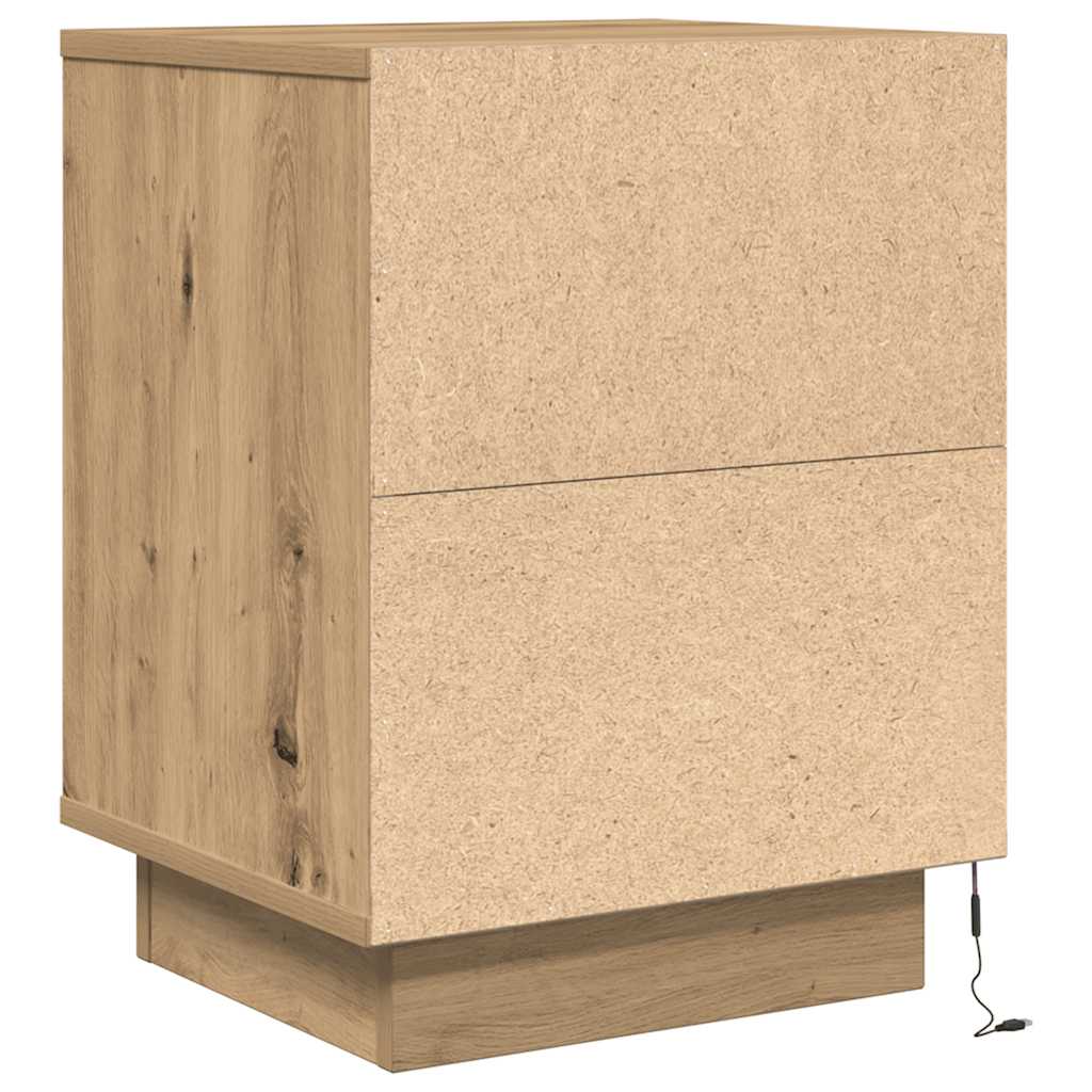 Bedside tables with LED lights, 2 pieces, Artisan oak, 38 x 34 x 50 cm