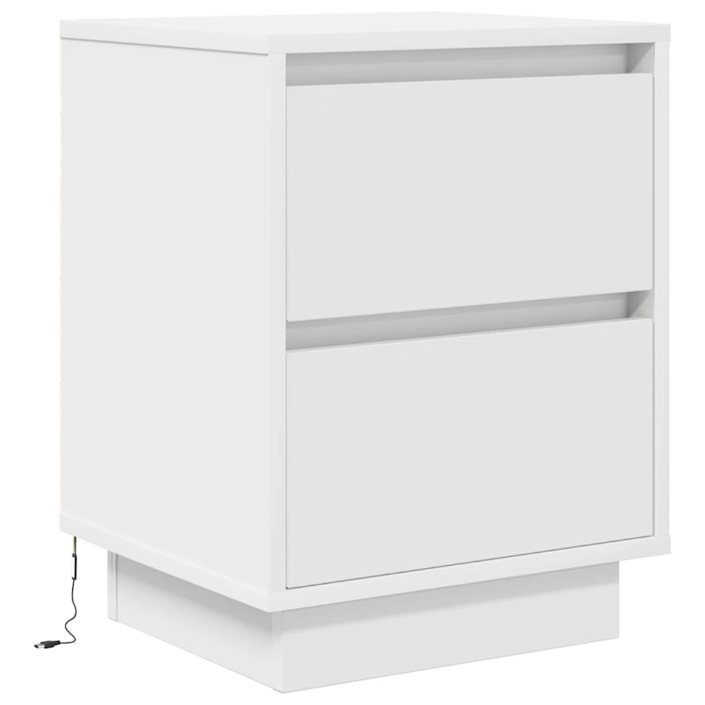 Bedside table with LED lights white 38x34x50 cm
