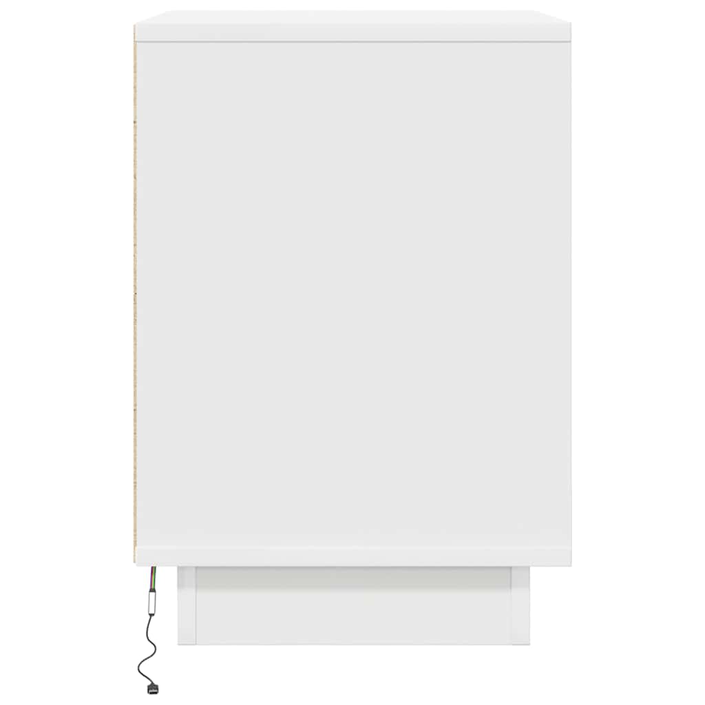 Bedside table with LED lights white 38x34x50 cm