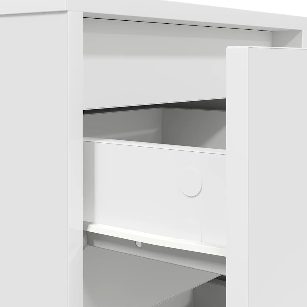 Bedside table with LED lights white 38x34x50 cm