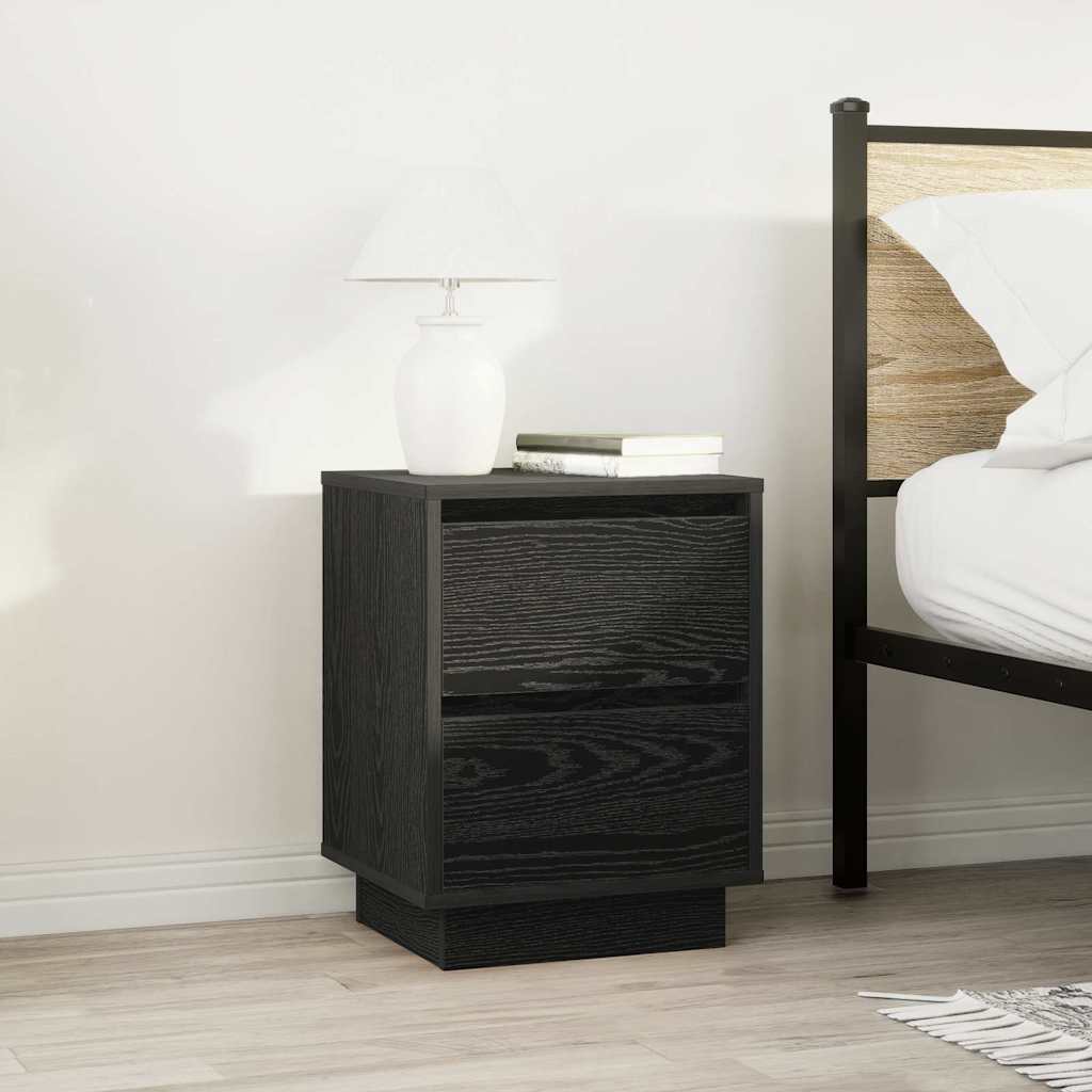 Bedside table with LED lights Black 38x34x50 cm