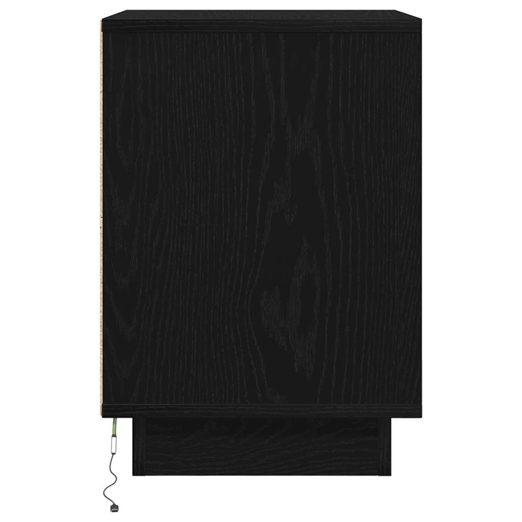 Bedside table with LED lights Black 38x34x50 cm