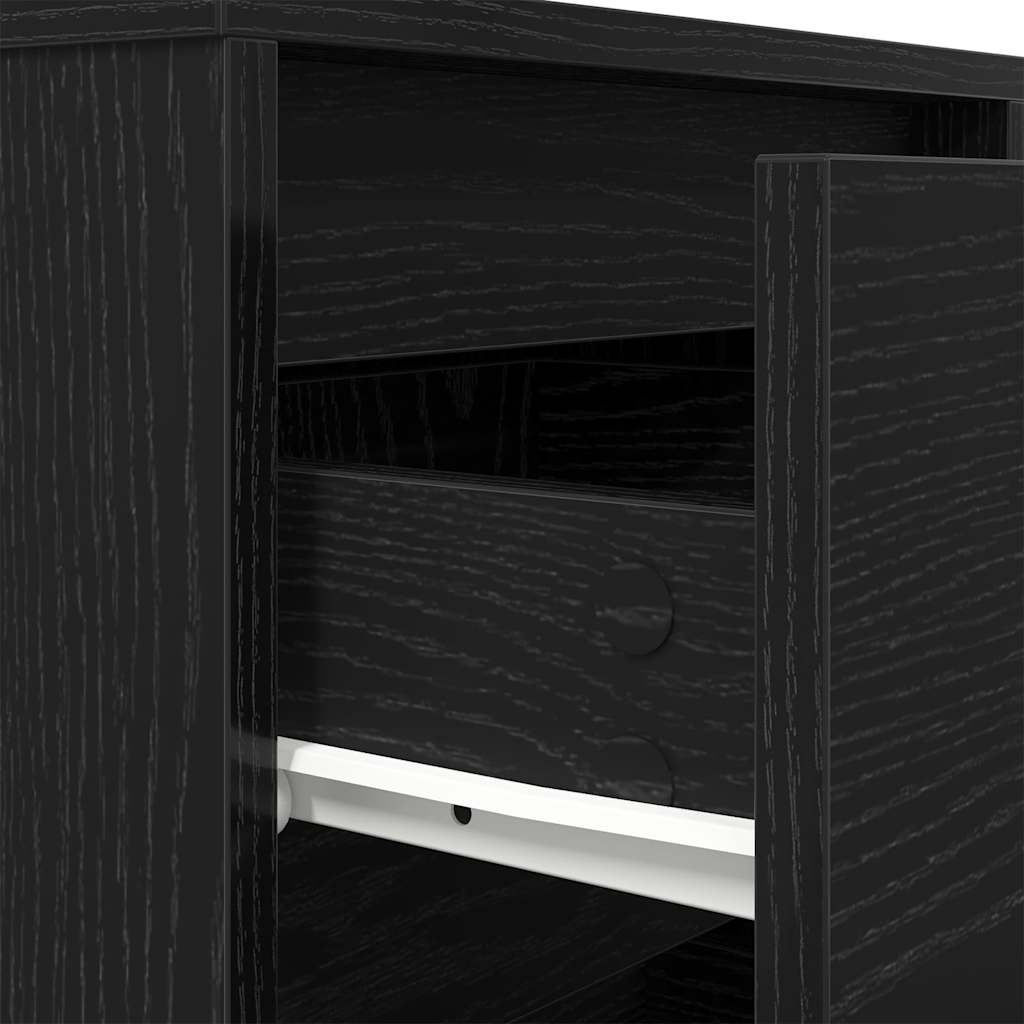 Bedside table with LED lights Black 38x34x50 cm