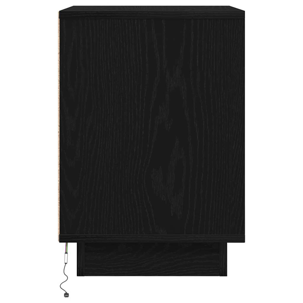 Nachttische mit LED-Leuchten 2 Stk. Schwarz 38x34x50 cm