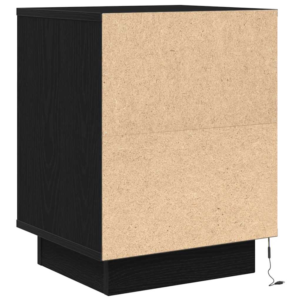 Nachttische mit LED-Leuchten 2 Stk. Schwarz 38x34x50 cm